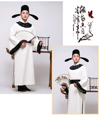 演出服男装唐代古装汉服成人儿童李白杜甫诗人服装端午节屈原书生