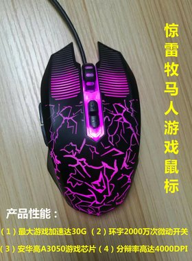 惊雷牧马人吃鸡网吧金属脚垫鼠标