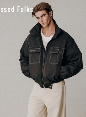 Blessed Folks轻棉夹克美式复古重磅拉链立领束腰25秋冬棉服外套