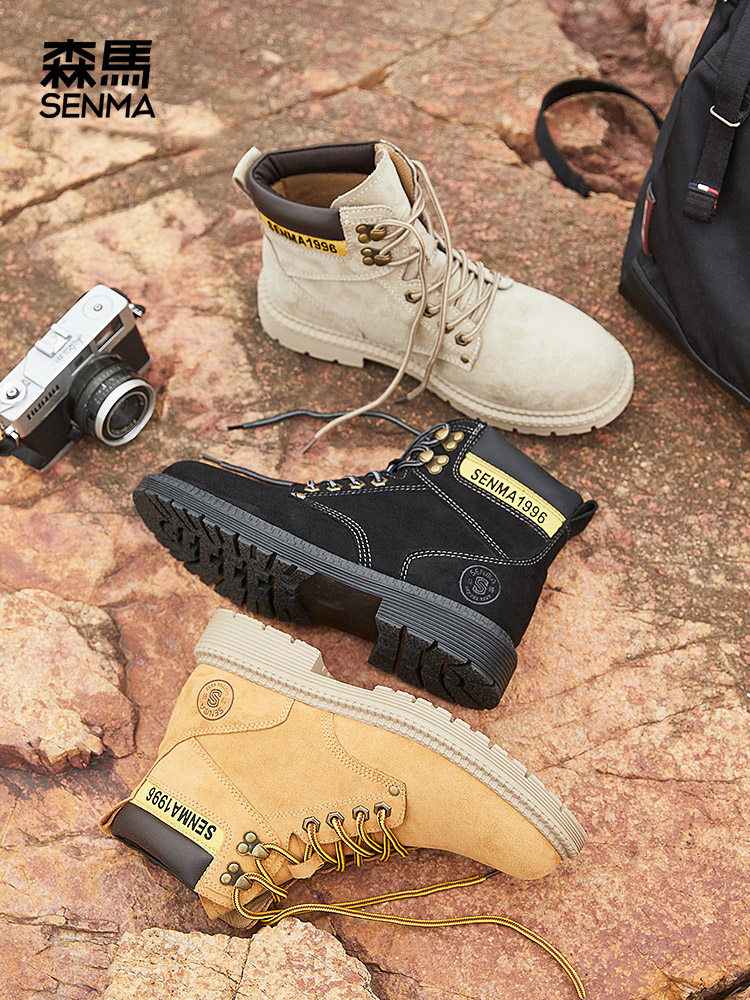 SEMIR MARTIN BOOTS MENS WINTER FLEECE MENS SHOES HIGH TOP SHOES WARM MENS COTTON SHOES SNOW BOOTS RETRO RHUBARB BOOTS TIDE