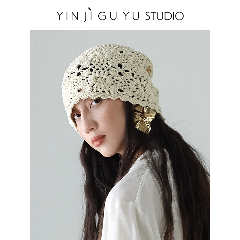 印计谷羽手工钩花镂空堆堆帽