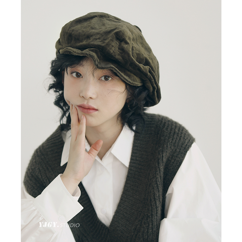 印计谷羽云朵贝雷帽女