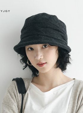 帽子女秋冬百搭羊毛小沿盆帽八角帽韩版日系渔夫帽画家帽鸭舌帽潮