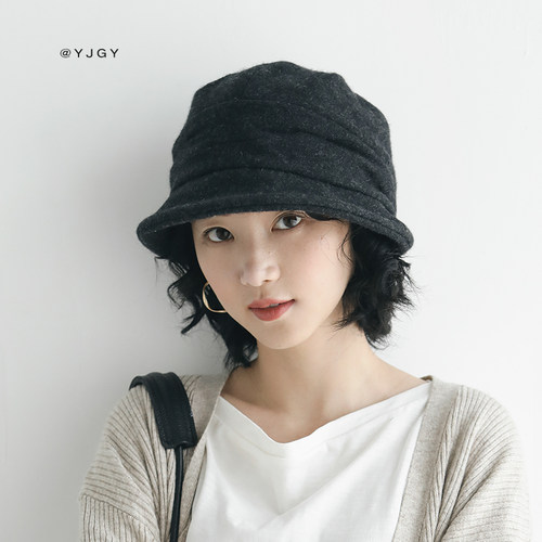 帽子女秋冬百搭羊毛小沿盆帽八角帽韩版日系渔夫帽画家帽鸭舌帽潮 - 封面