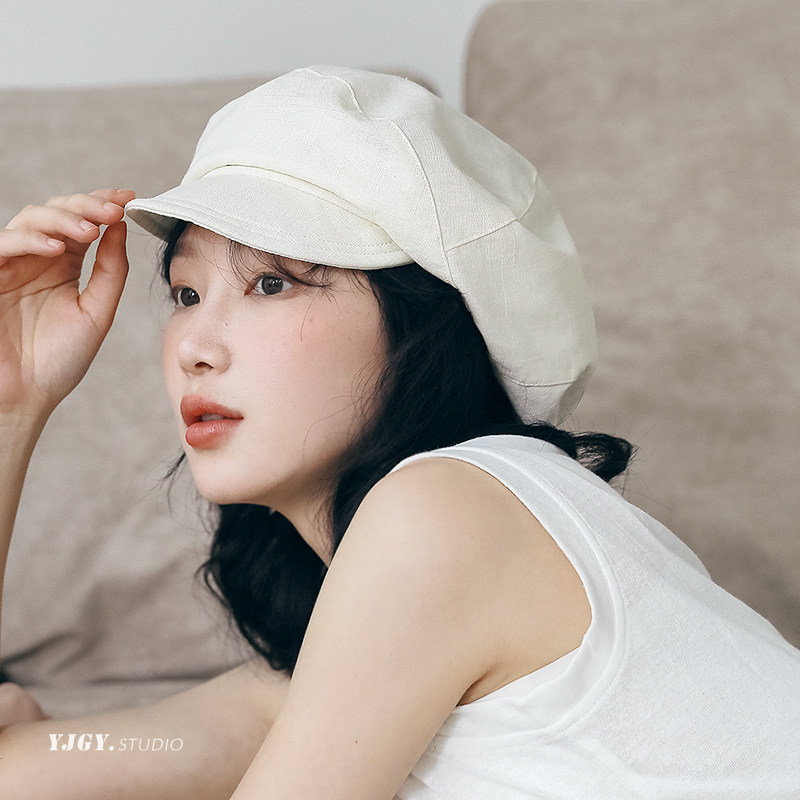 印计谷羽 设计感原宿风报童帽女春夏天百搭防晒遮阳帽文艺鸭舌帽