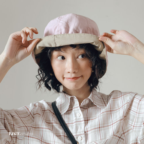 印计谷羽轻薄防晒显脸小渔夫帽女