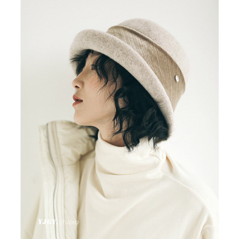 印计谷羽羊毛渔夫帽女渔夫帽