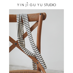 印计谷羽 百搭条纹围巾女日系百搭ins风外搭丝巾披肩F631 春夏季