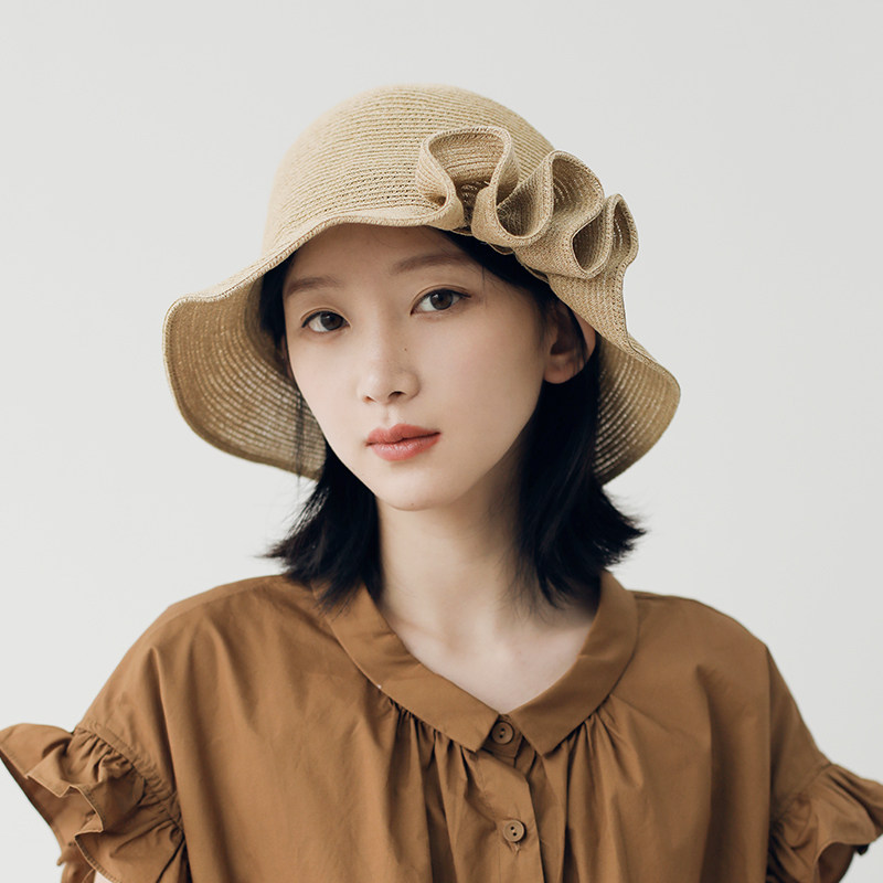 轻薄透气帽子女夏天出游百搭防晒草帽圆顶沙滩遮阳帽时尚太阳帽女