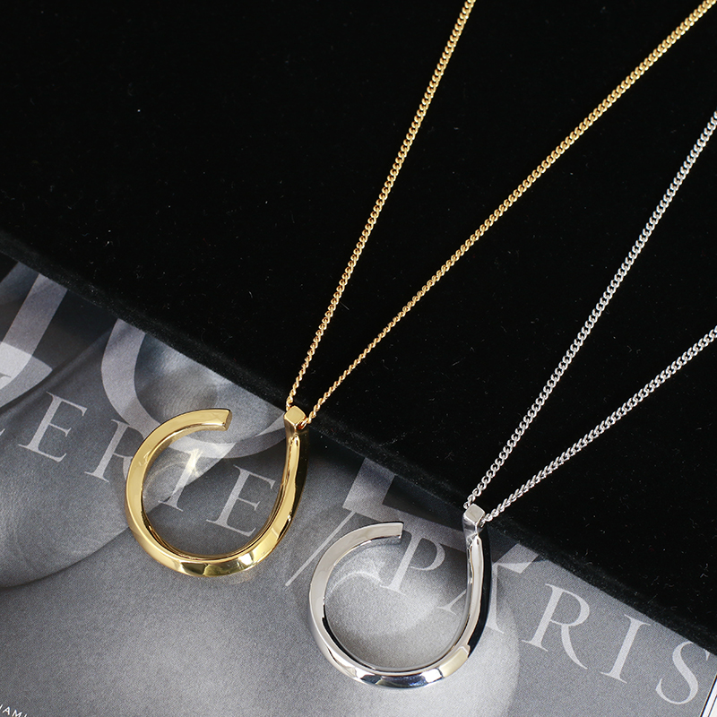 欧美风小众设计几何光面长款项链