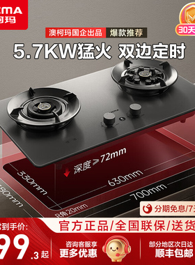 澳柯玛燃气灶家用定时烟灶联动5.7KW煤气天然液化双灶官方旗舰店