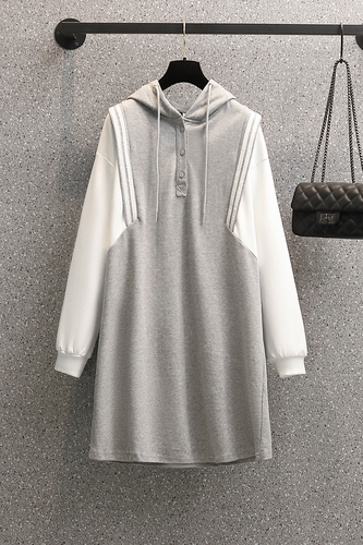 Actual shooting of autumn 2021 new fat mm fashion casual style versatile long sleeve Hooded Sweater skirt