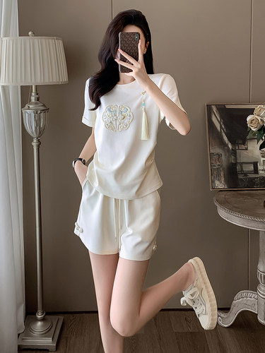 新中式国风休闲运动套装女夏宽松