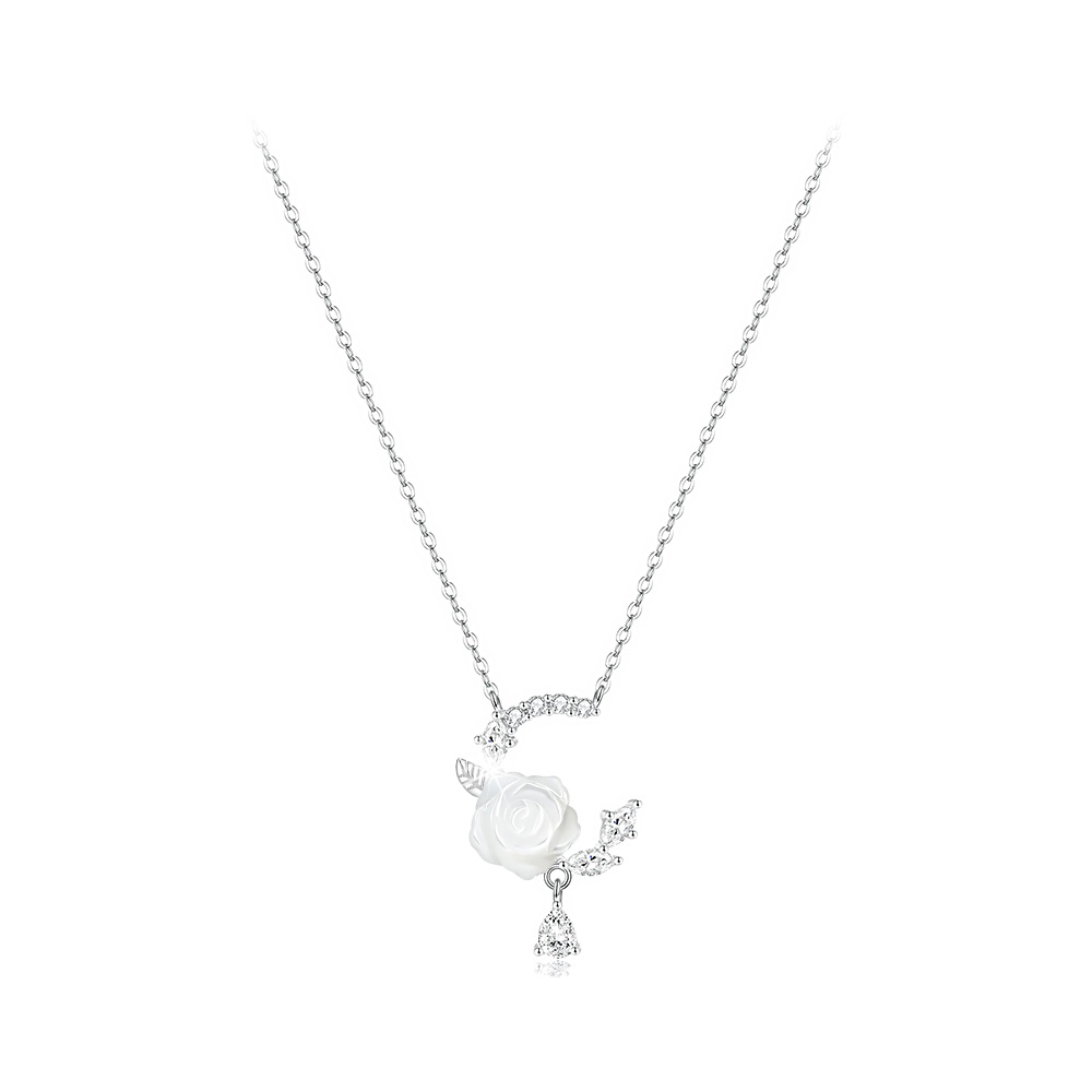 NRO s925银森系小清新ins甜美风玫瑰花锁骨链 新中式精致浪漫优雅