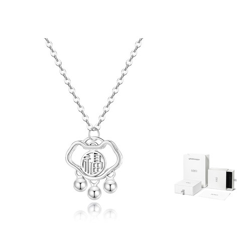 s999纯银福字平安锁项链