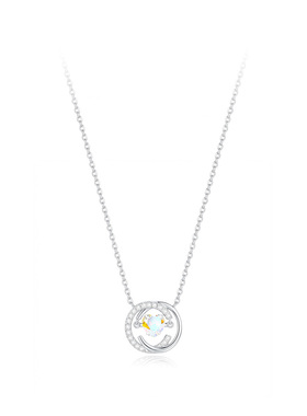 999足银跳动的心项链 精致轻奢灵动双C爱心吊坠森系小清新锁骨链