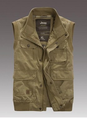 JEPP吉普男装休闲钓鱼摄影户外男式马甲多口袋马夹纯棉背心春清仓