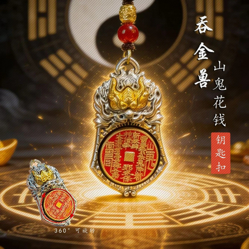 臻品天官赐福吞金兽转转汽车钥匙