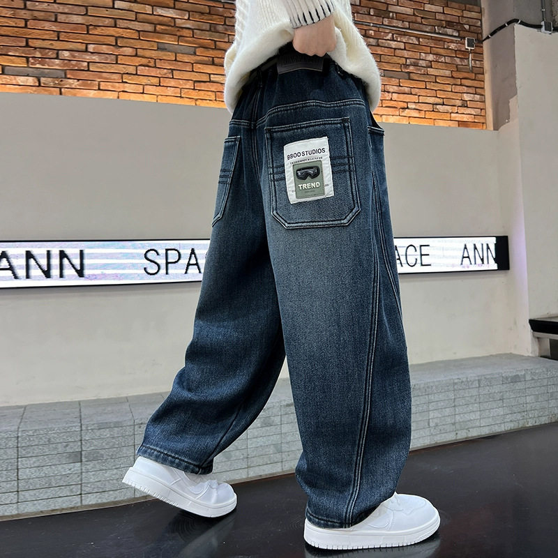 2026新款男童裤子春秋款洋气儿童牛仔裤直筒男孩韩版宽松休闲裤潮