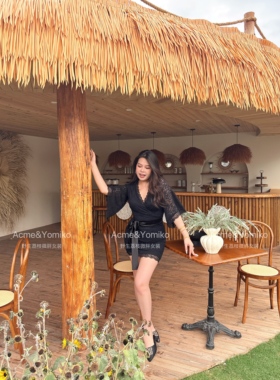 巴黎旧梦 法式纯欲风轻熟大码胖mmV领收腰包臀连衣裙G520/G550