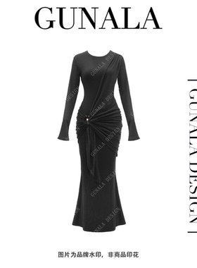 【野生荔枝】封神战袍 拉扣设计收腰显瘦微胖长袖连衣裙女G004/5