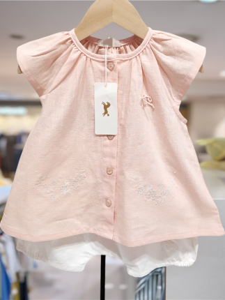 Purely Original Korean Children's Clothing with Tags, Girls' Baby Pure Cotton Flutter Sleeve Dress-Style T-Shirt and Shorts 2-Piece Set, New Summer Style