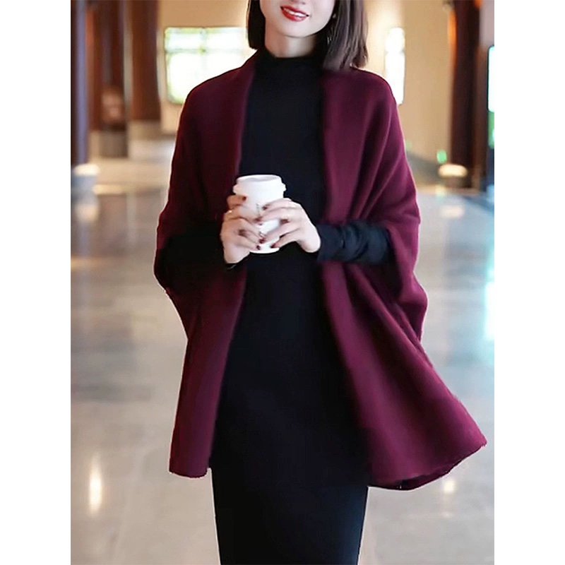 新款蝙蝠袖羊绒披肩宽松针织