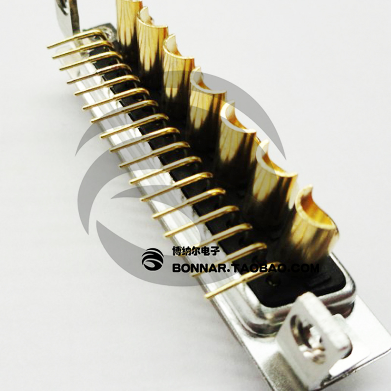 D-SUB 24W7 连接器 DB24W7 车针大电流焊板90度弯针 实体店1个拍