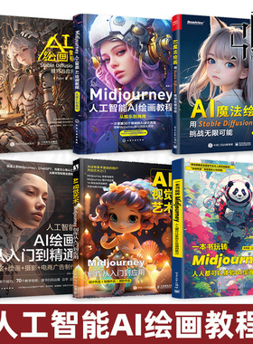 AI绘画教程全套 Stable Diffusion技巧与应用 Midjourney人工智能绘画师创作 ChatGPT SD软件关键词文案绘图插画设计AIGC书籍sora