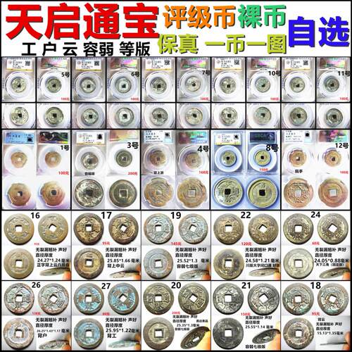 天启通宝评级币裸币保真自选摆件
