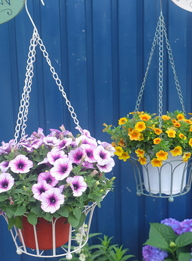 铁艺欧式复古做旧花瓣吊篮阳台花园庭院露天垂吊悬挂花盆垂吊花篮