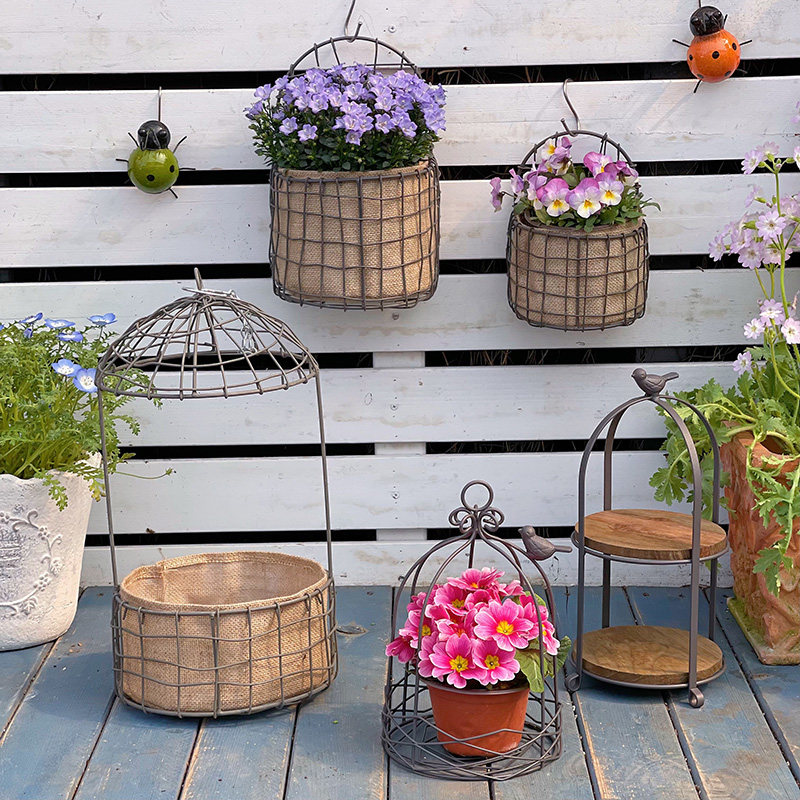 黑色铁艺网格垂吊篮早安小鸟笼花托架网格手提篮 鸡蛋篮悬挂吊篮,鲜花速递/花卉仿真/绿植园艺,花盆,淘宝优惠券,粉丝福利购,淘宝优惠卷