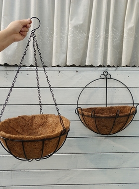 椰棕壁挂篮 垂吊篮 铁艺花盆 欧式壁挂式花盆
