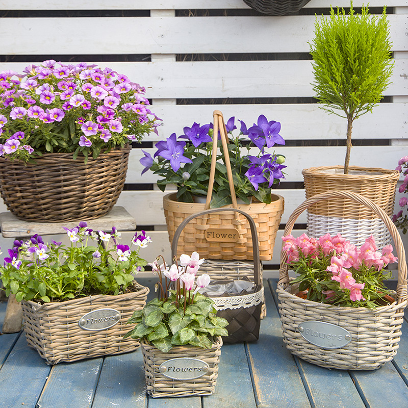 纯手工藤编花篮田园风藤编草花盆