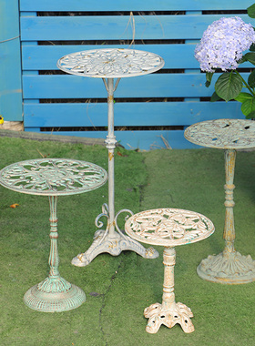 铁艺欧式做旧铸铁高脚花架凳户外花园阳台花盆抬高架落地式置物架