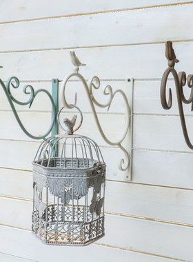 铁锈小鸟壁挂垂吊钩 铁锈欧式复古做旧 铁艺吊篮挂钩 花园杂货