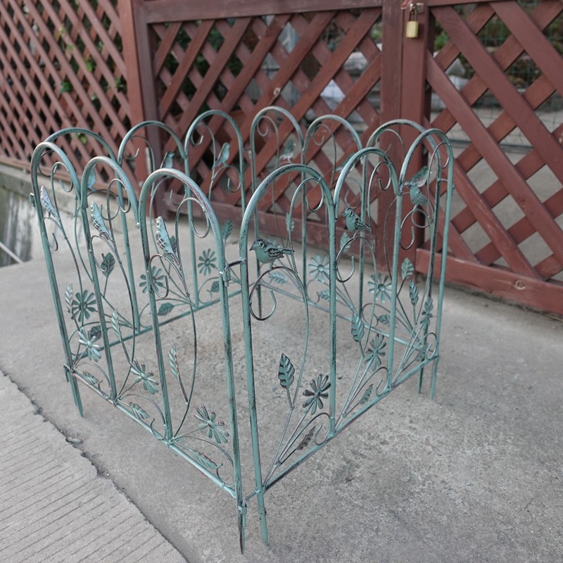 铁艺小篱笆圆拱小围栏篱笆花插 做旧枝叶小鸟花朵珊栏爬藤架装饰