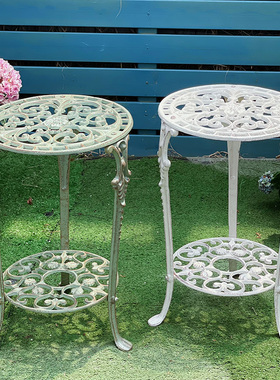 美式复古做旧铸铁双层花架凳 花盆架室内花园阳台抬高架