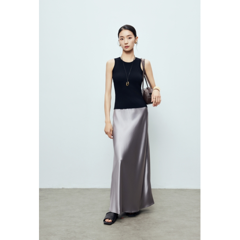 丝滑垂坠醋酸加长款气质半裙