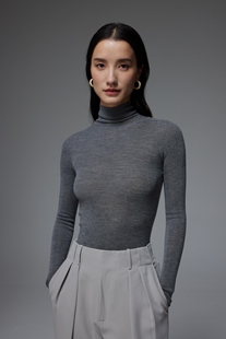 羊毛衫 SOUL 18针无缝一体高领薄款 亲肤舒适美丽诺120S细羊毛 JUC