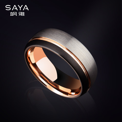 玫瑰金戒指潮男商务大气刻字