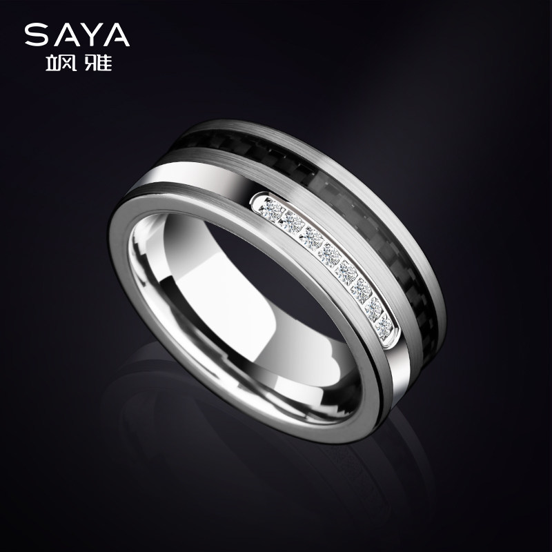 saya老板戒指男潮复古无名指钨金