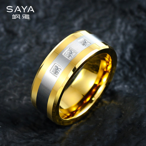 金色商务锆石个性潮流时尚戒指