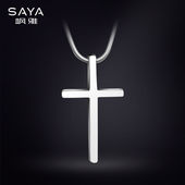 飒雅十字架项链男士 钨金锁骨链银色蛇骨链潮高级感钨钢吊坠女嘻哈