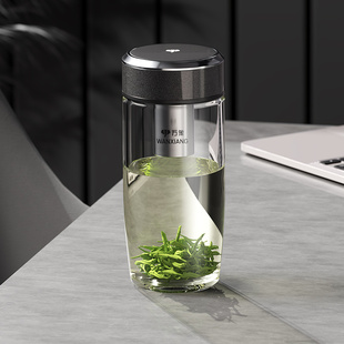 万象单层玻璃杯商务车载男女款便携大容量家用休闲时尚水杯滤网