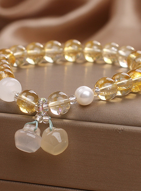 天然黄水晶黄发晶手链女款