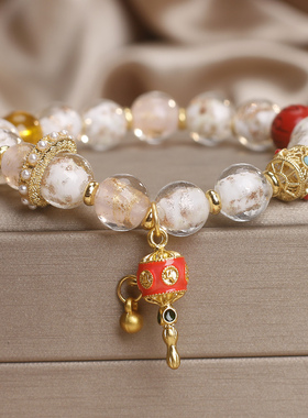 香灰樱花夜光琉璃招财转运手串