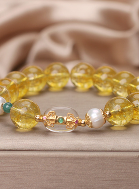 天然黄水晶手链女款轻奢小众精致