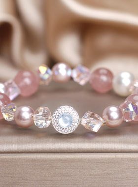 天然草莓晶手链女原创设计