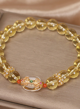 天然金发晶手链女ins小众轻奢